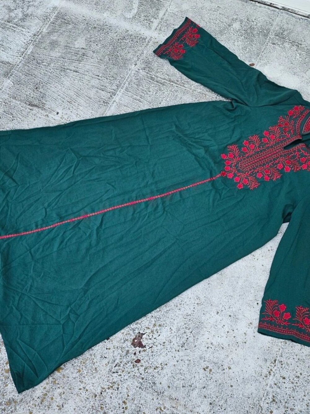Women Dress Elegant Embroidered Arabian Gown Abaya Long Dress Burkha Size XL - Picture 6 of 12